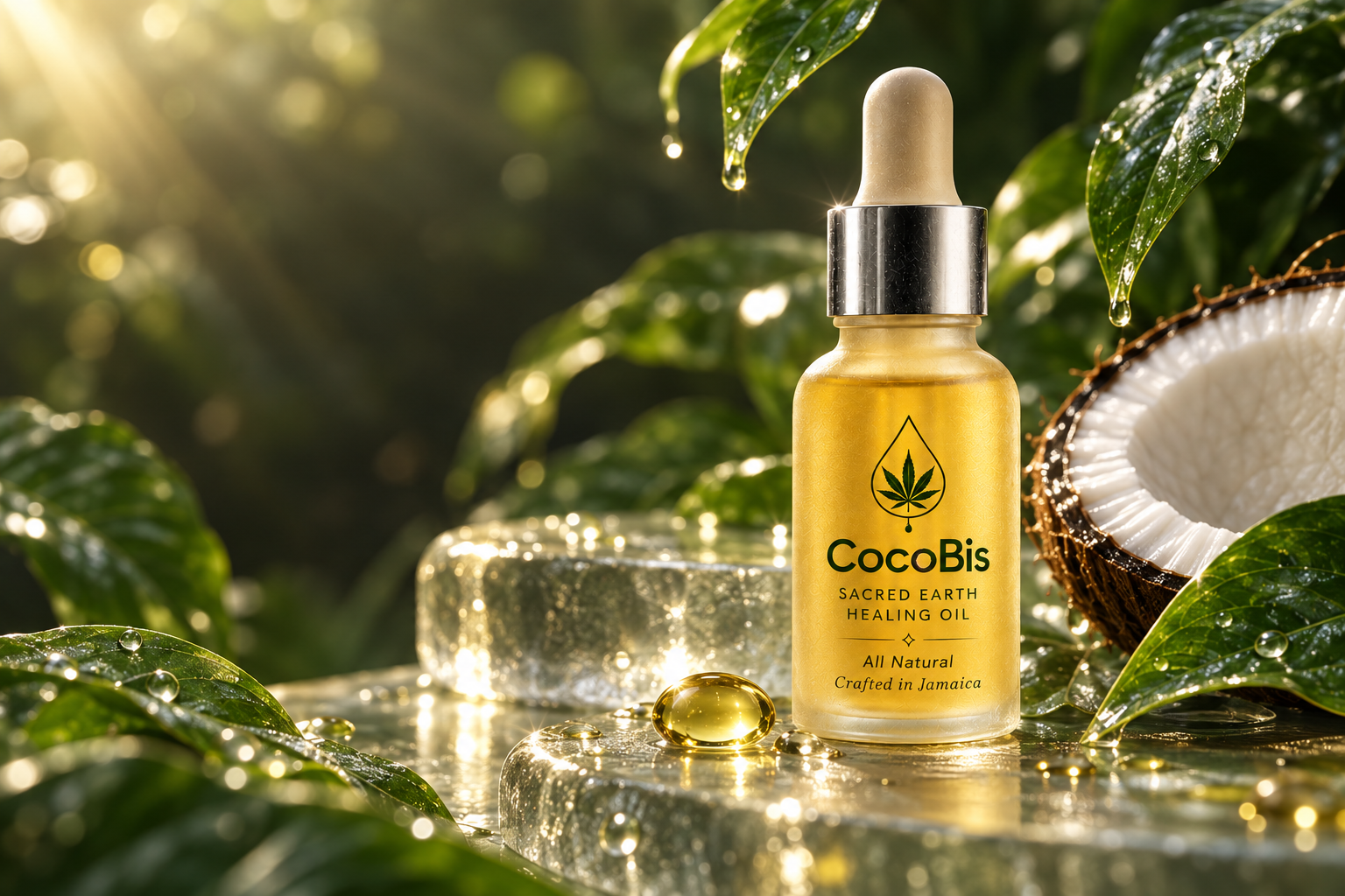 CocoBis Sacred Earth Healing Oil — frosted dropper bottle